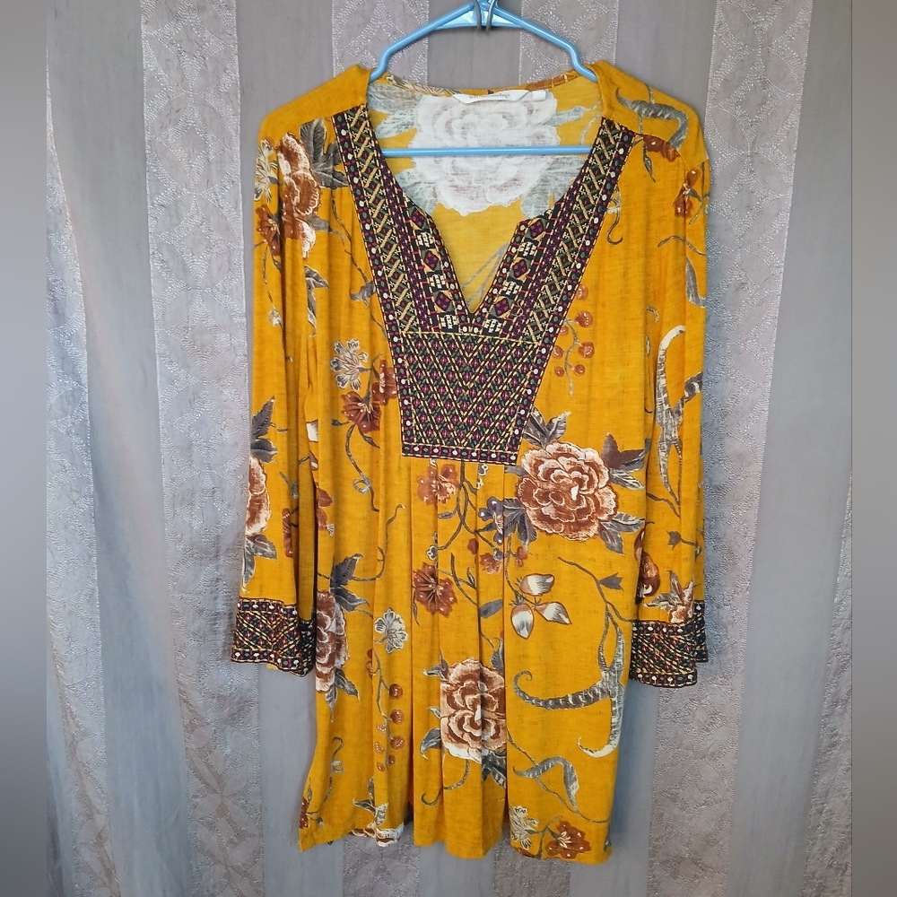 🌸3/ $15🌸 Soft Surroundings Women's Top ETANA Tunic Boho Artsy #0259